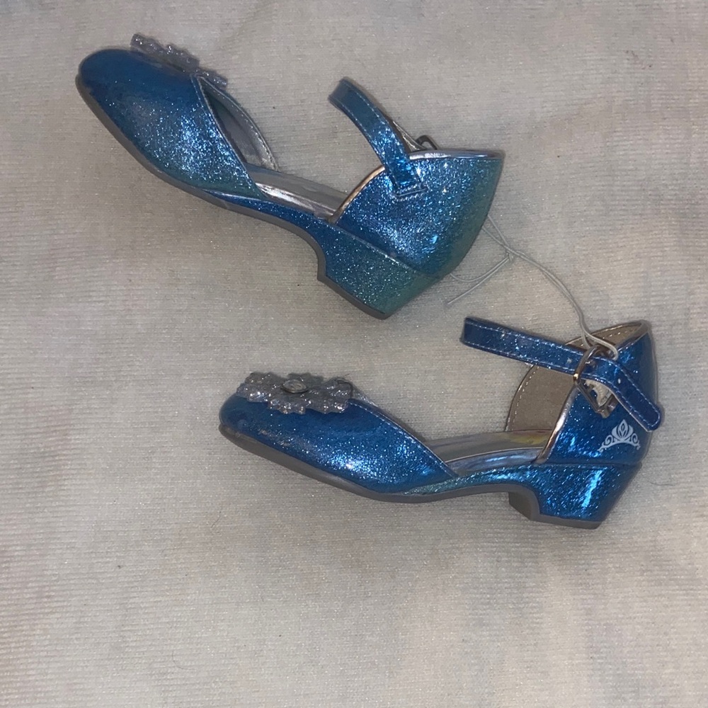 Elsa Blue Glitter Kids Dress Shoes - Picture 4 of 8